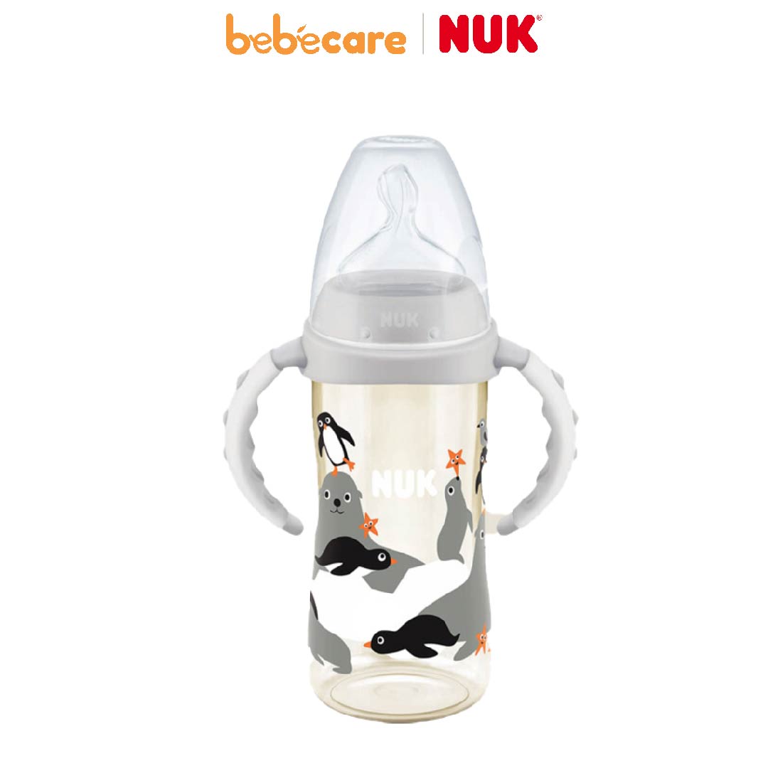 NUK 2 (1080)-Bình Sữa NUK PPSU 300ml Núm Ti Silicone S2 - M Có Tay Cầm (Animals) Từ 6 - 18 Tháng Tuổi